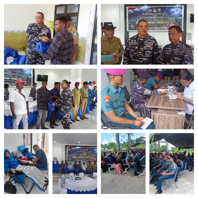 Jelang HUT Armada RI Ke-78, Koarmada III Bersama Pasmar 3 Gelar Donor Darah dan Baksos