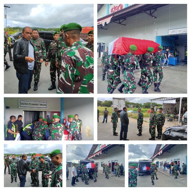Danrem 181/PVT Melaksanakan Pengantaran Jenazah dari Bandara DEO Sorong