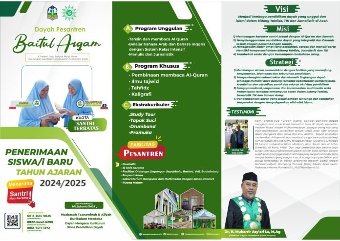 Dayah Baitul Arqam Muhammadiyah Aceh Menerima Santri Baru