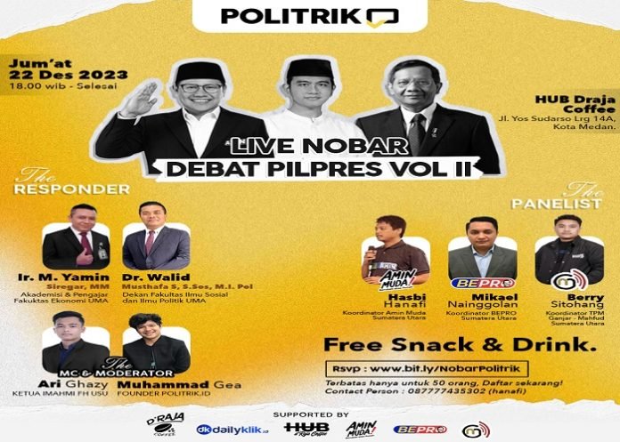 Gelar Nobar dan Debat Pilpres, Politrik.id Ingin Generasi Muda Melek Politik