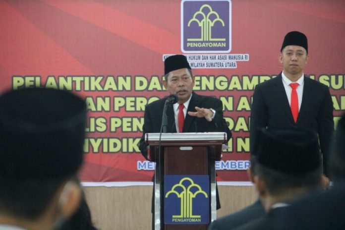 Kakanwil Kemenkumham Sumut Lantik dan Ambil Sumpah Jabatan Anggota MPD Notaris, Pengganti Antar Waktu MPD Notaris dan PPNS Sumut