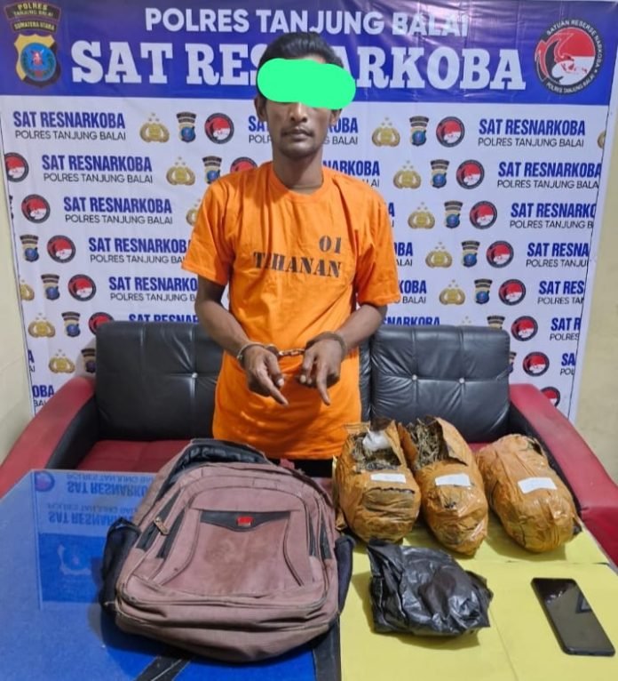 Kasat Narkoba Polres Tanjungbalai Ringkus Tersangka Oz Alias B Miliki Narkoba Jenis Ganja 2.450 Gram