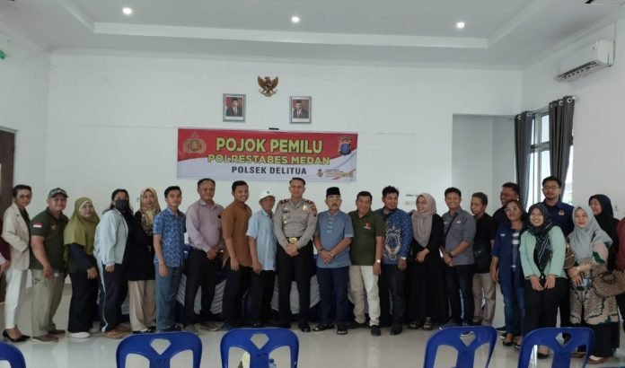 Ops Mantap Brata, Polsek Delitua Gelar Pertemuan Pojok Pemilu & Koordinasi Harkamtibmas