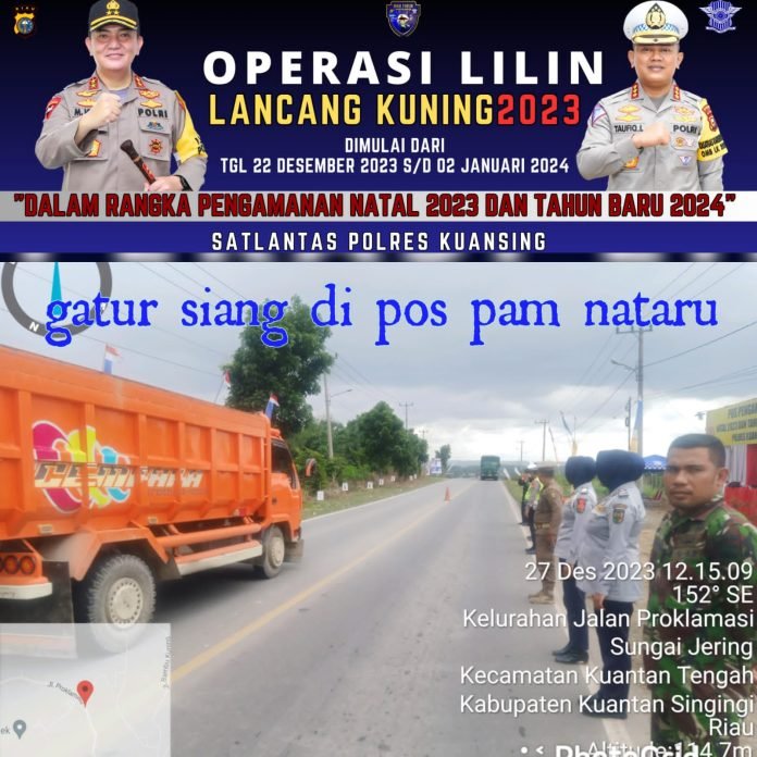 Polres Kuansing Lakukan Pemantauan Arus Lalu Lintas di Pos PAM Kuantan Tengah