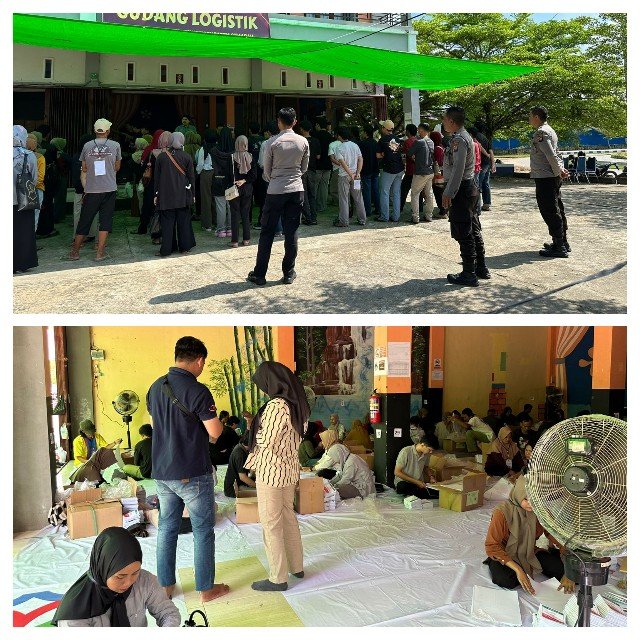 Polres Sekadau Monitoring dan Pengamanan Pelipatan Surat Suara Pemilu di Gudang Logistik KPU