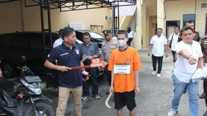 Polres Sergai Gelar Rekonstruksi Kasus Ponakan Bunuh Paman