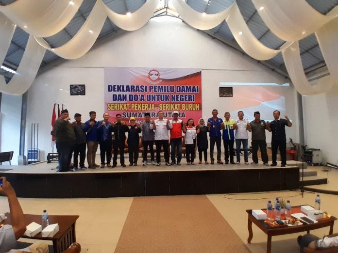 Sejumlah Serikat Pekerja/Buruh Di Sumut Deklarasi Pemilu Damai