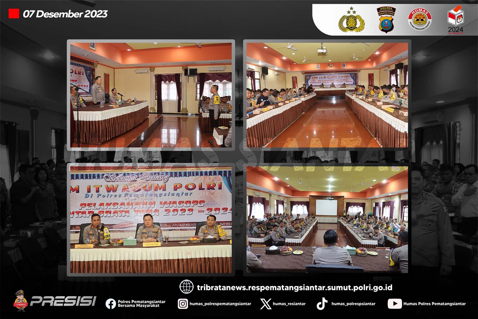 Polres Pematang Siantar Sambut Kunjungan Kerja Tim Itwasum Mabes Polri Supervisi Was Ops Mantap Brata Toba 2023-2024