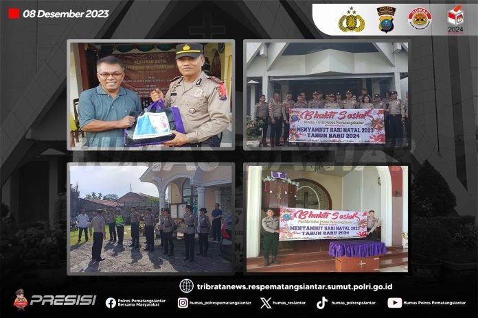 Sambut Natal 2023, Polres Pematang Siantar Laksanakan Baksos Di Gkpi Jalan Simbolon Dan Hkbp Sukadame