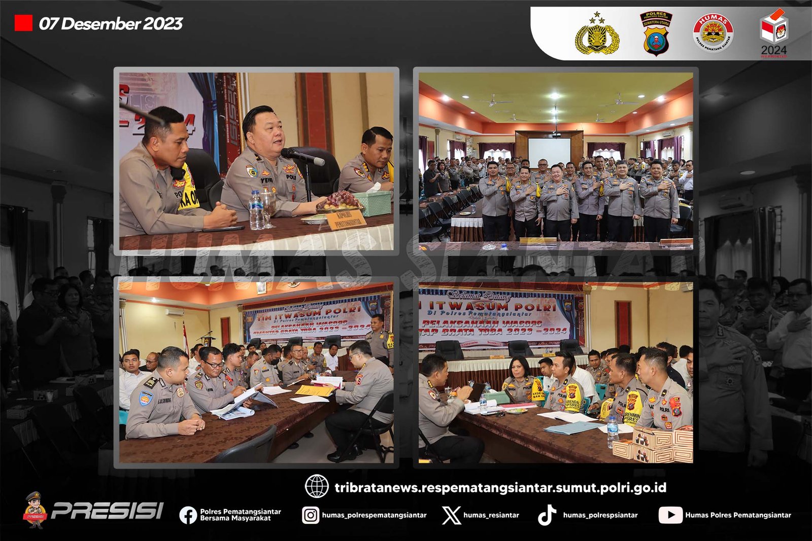 Polres Pematang Siantar Sambut Kunjungan Kerja Tim Itwasum Mabes Polri Supervisi Was Ops Mantap Brata Toba 2023-2024