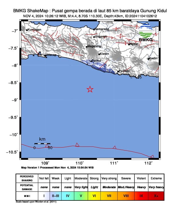 Gempa M4,4 Guncang Gunungkidul, Terasa dari Bantul hingga Pacitan