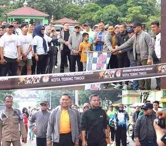 Sosialisasikan Pilkada Kota Tebing Tinggi Sukses, Pj Wali Kota Ikuti Fun Walk Bersama KPU dan Forkopimda