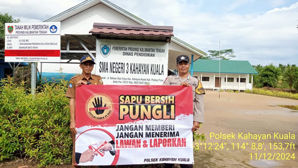 Polsek Kahayan Kuala lakukan sosialisasi kepada warga terkait telah di bentuknya Tim Satgas Saber Pungli di Wilkum Polres Pulang Pisau