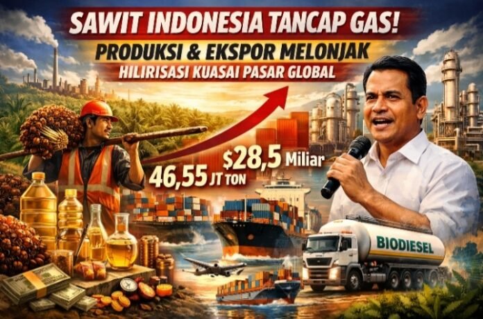 Sawit Indonesia Tancap Gas! Produksi dan Ekspor Melonjak, Hilirisasi jadi Senjata Kuasai Pasar Global